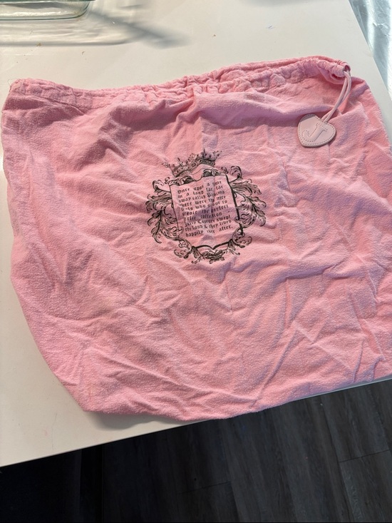 Juicy Couture Handbags - Juicy Couture Pink Drawstring Travel Dust Bag with Crest Print